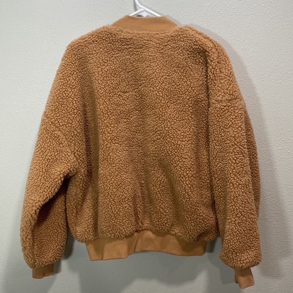 Fashion Nova Catch Me In The Cold Fuzzy Bomber Jacket - Mocha - Picture 10 of 11